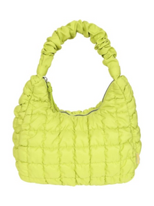 Stylish women's puffer handbag with soft texture, trendy design and zip closure, perfect for everyday fashion or casual outings.