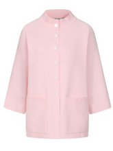 Load image into Gallery viewer, Women&#39;s jacket with stand collar and 3/4 sleeves, featuring front popper buttons and patch pockets – stylish lightweight outerwear for spring layering and casual chic outfits
