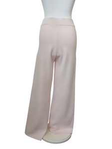 Alice Collins pale pink wide-leg knit-like trousers for women featuring a high-rise waistband and relaxed fit – ideal for stylish loungewear or casual everyday outfits