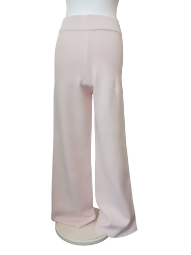 Alice Collins pale pink wide-leg knit-like trousers for women featuring a high-rise waistband and relaxed fit – ideal for stylish loungewear or casual everyday outfits