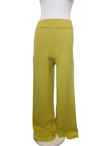 Alice Collins green knit-like trousers for women featuring a high-rise waistband and relaxed fit – ideal for stylish loungewear or casual everyday outfits
