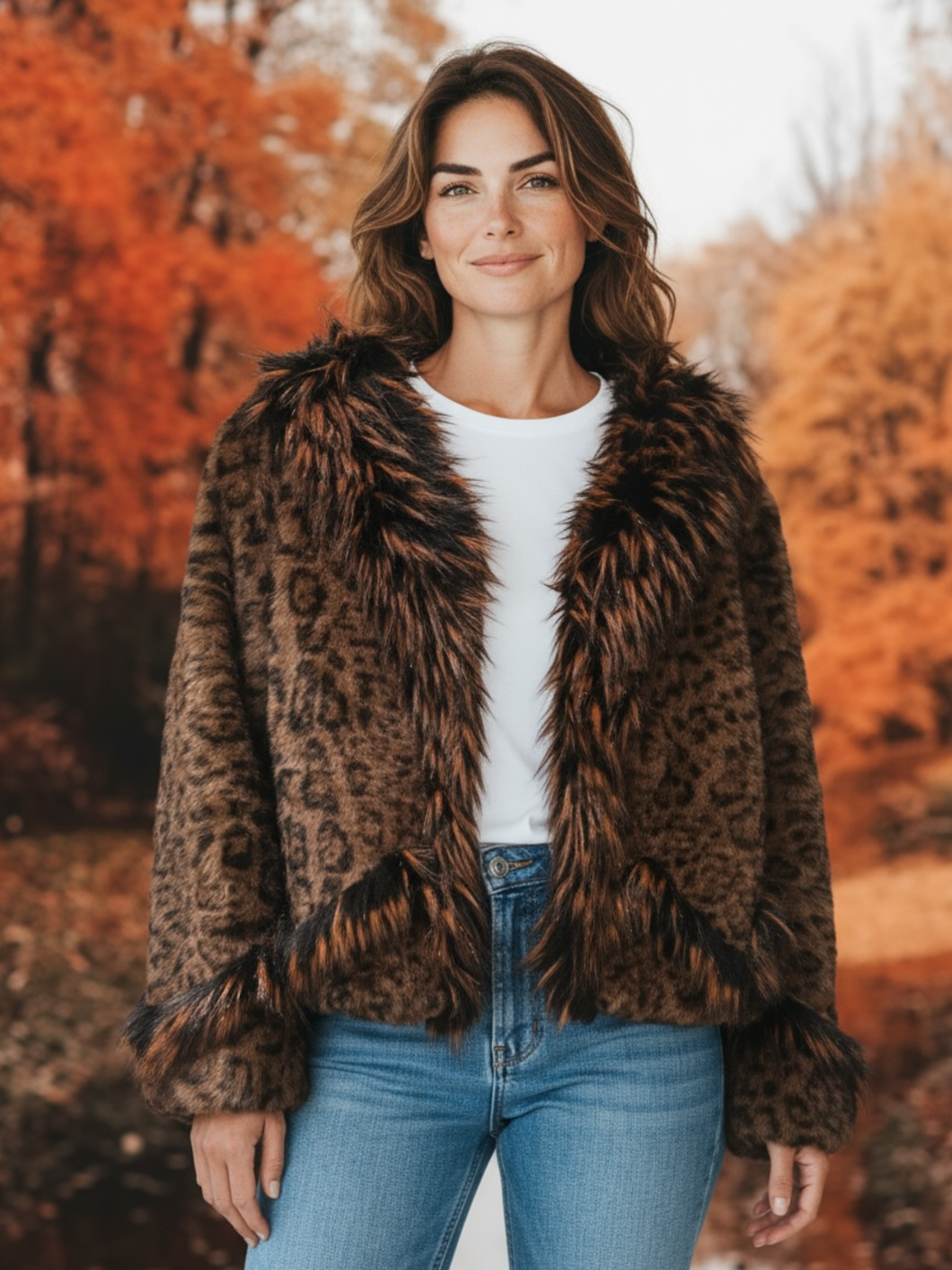 QBAW25 CW C820 Leopard Fluffy Coat
