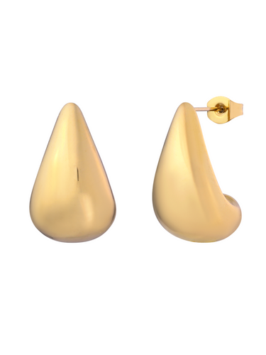 D&X DE1198K gold petite teardrop stud earrings – 18K gold plated stainless steel polished women’s jewellery