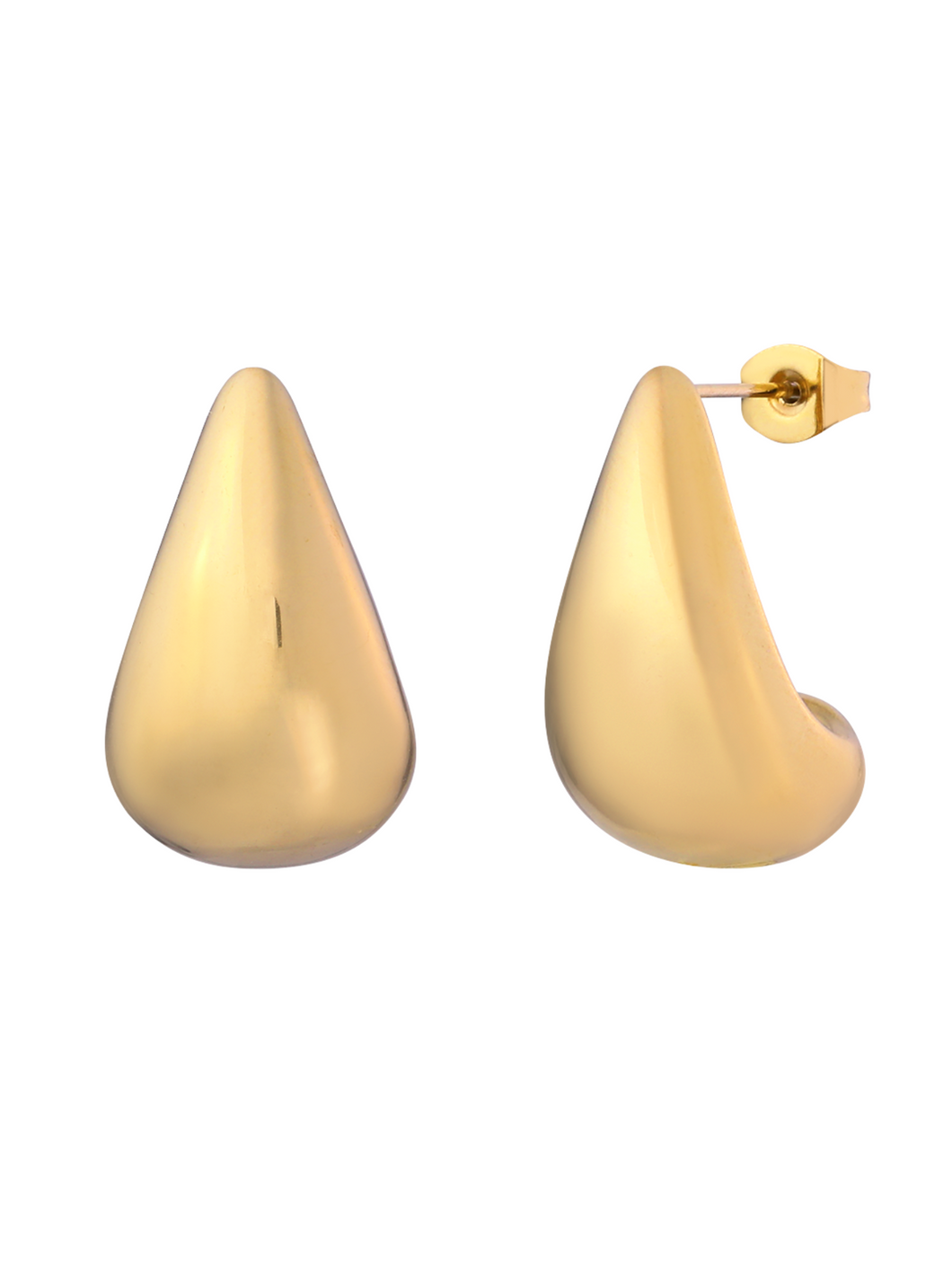 D&X DE1198K gold petite teardrop stud earrings – 18K gold plated stainless steel polished women’s jewellery