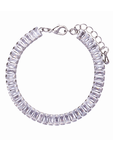 D&X DB2023R White Gold Tone Crystal Design Bracelet – elegant bracelet with white gold plating and pave crystal detailing, perfect for adding sparkle and glamour.