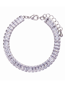 D&X DB2023R White Gold Tone Crystal Design Bracelet – elegant bracelet with white gold plating and pave crystal detailing, perfect for adding sparkle and glamour.