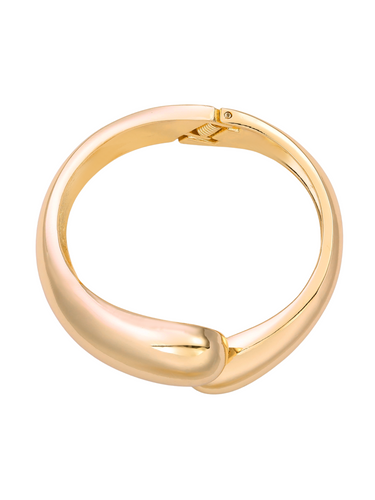 D&X DB2292K Gold Tone Curved Hinge Cuff Bracelet showcasing a bold polished design, luxury gold-tone plated alloy and timeless statement style for women’s fashion jewellery.