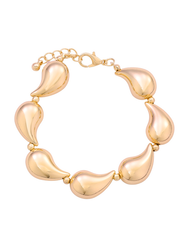 D&X DB2307K Gold Tone Droplet Clasp Bracelet – polished gold-plated droplet design bracelet for women, elegant  jewellery