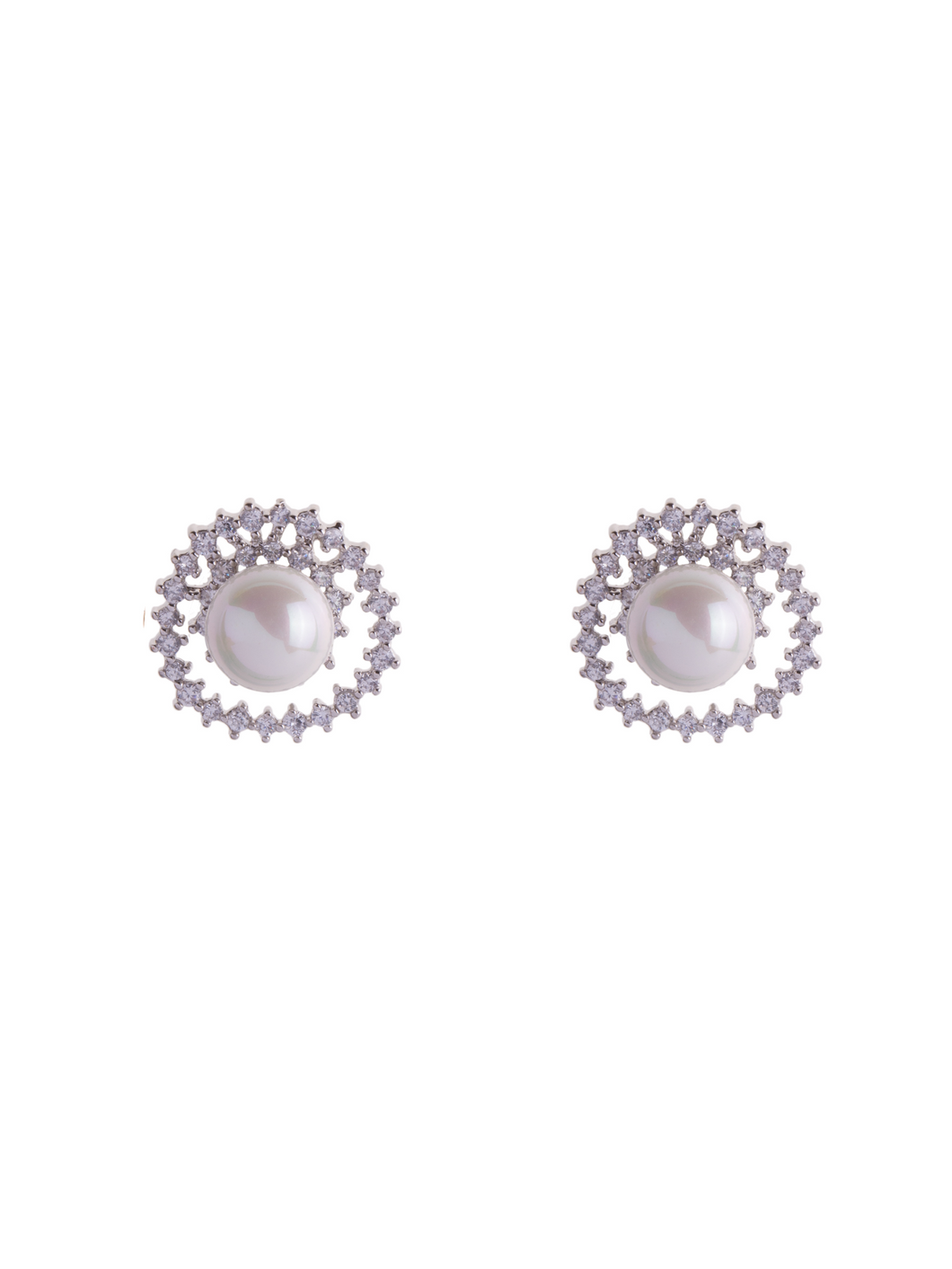 D&X DE0866A White Gold Plated Faux Pearl Crystal Hoop Stud Earrings – elegant faux pearl stud earrings with crystal hoop detailing, timeless women’s jewellery for weddings, evening wear and special occasions.