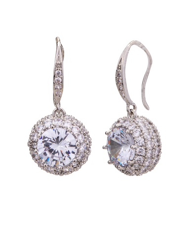 D&X DE0961S White Gold Zirconia Cube Drop Hook Earrings – sparkling cubic zirconia drop earrings with white gold plated finish, elegant women’s jewellery for day-to-night wear.