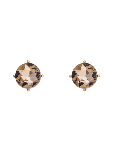 D&X DE1060K Earrings – circular cut crystal studs in gold-tone plating, versatile women’s jewellery for everyday and evening wear.