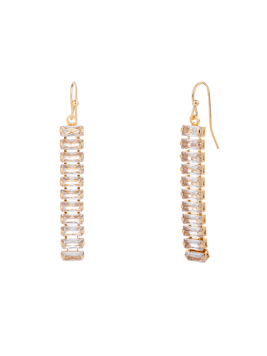 D&X DE1101K Gold Tone Cubic Zirconia Drop Earrings – elegant gold-tone alloy drop earrings with sparkling cubic zirconia stones for timeless glamour