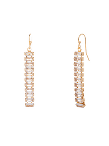 D&X DE1101K Gold Tone Cubic Zirconia Drop Earrings – elegant gold-tone alloy drop earrings with sparkling cubic zirconia stones for timeless glamour