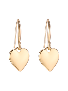 D&X DE1236K gold tone heart drop earrings-polished heart charm drops on gold-tone plated alloy, lightweight day-to-night women’s jewellery.
