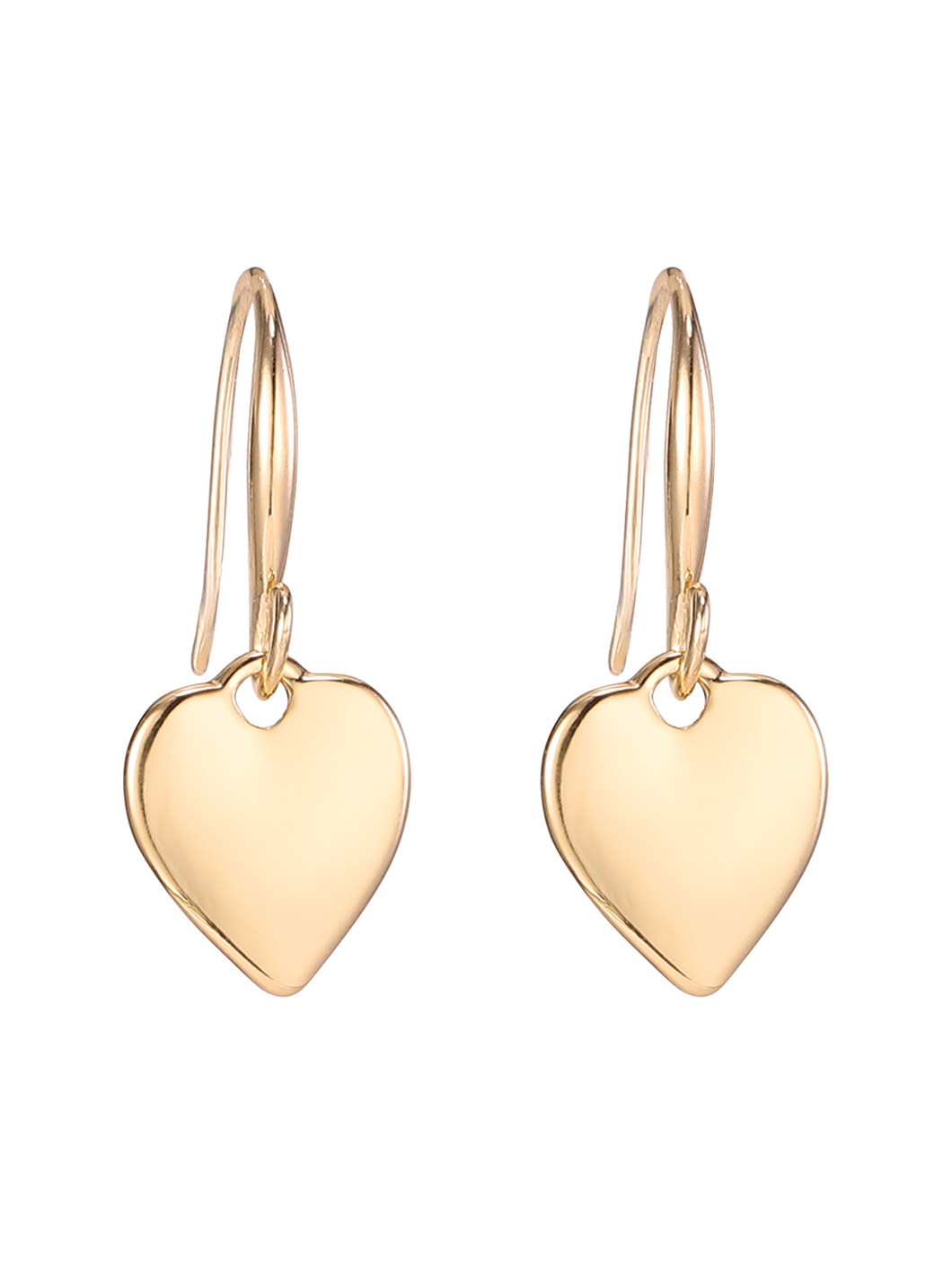 D&X DE1236K gold tone heart drop earrings-polished heart charm drops on gold-tone plated alloy, lightweight day-to-night women’s jewellery.