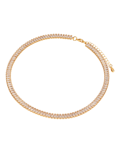 &X DN2504K Gold Tone Crystal Design Necklace – sparkling pave crystal gold-tone plated necklace, perfect for adding glamour to evening and everyday outfits