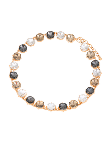 D&X DN2636M Gold Plated Multi Brown Crystal Collar Necklace – elegant collar necklace with warm brown crystals in gold-tone plating, statement women’s jewellery for day-to-night wear.