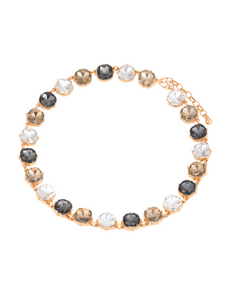 D&X DN2636M Gold Plated Multi Brown Crystal Collar Necklace – elegant collar necklace with warm brown crystals in gold-tone plating, statement women’s jewellery for day-to-night wear.