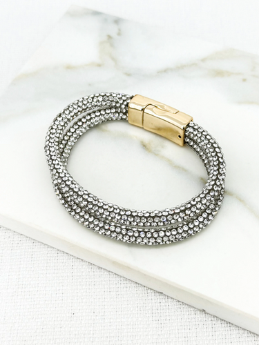 Envy 4563 Silver Bracelet featuring a silver-effect multi-strand rope design with embellishments and a gold-effect clasp, elegant women’s jewellery piece for versatile styling.