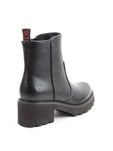 Load image into Gallery viewer, Heavenly Feet Gemini Black Boot – lightweight vegan ankle boots with chunky block heel, memory-foam insole and side zip fastening, women’s winter footwear.
