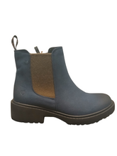 Load image into Gallery viewer, Heavenly Feet Pearce Blue Chelsea boots with faux leather upper, elastic side panels, memory foam footbed and lightweight vegan-friendly sole.
