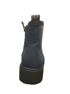 Heavenly Feet Pearce Blue Chelsea boots with faux leather upper, elastic side panels, memory foam footbed and lightweight vegan-friendly sole.