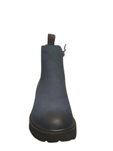 Load image into Gallery viewer, Heavenly Feet Pearce Blue Chelsea boots with faux leather upper, elastic side panels, memory foam footbed and lightweight vegan-friendly sole.
