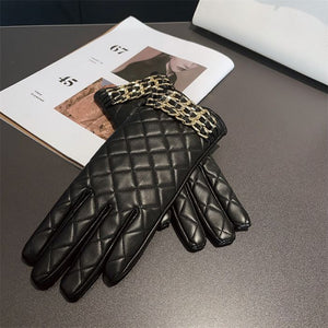 PCHA - Faux Leather Chain Gloves