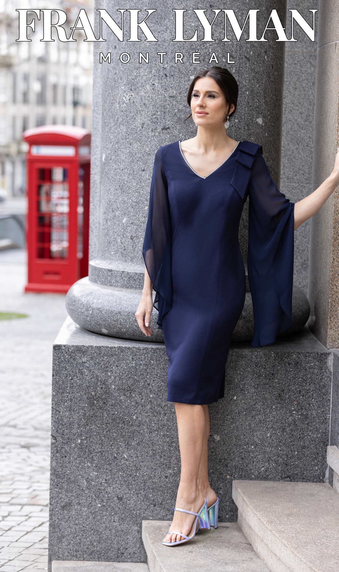 Size 10 Frank Lyman - Midnight Blue Knit Dress - 239147