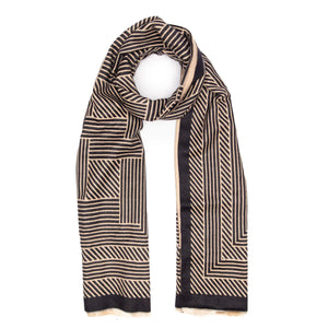 EBSC6001 - Scarf Black/Sand Geometric