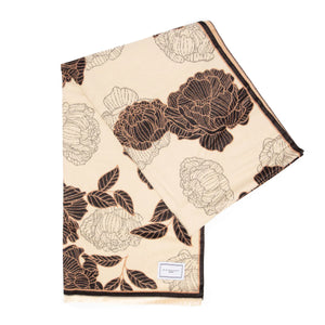 EBSC6002 - Scarf Black/Ivory Peonies