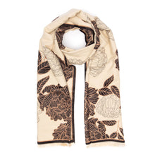 Load image into Gallery viewer, EBSC6002 - Scarf Black/Ivory Peonies
