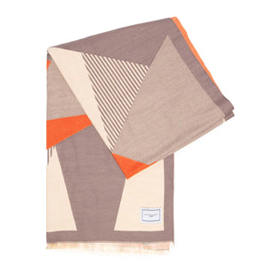 ‼️ 1 left ‼️ EBSC6009 - Scarf Grey/Ivory/Brick Geometric