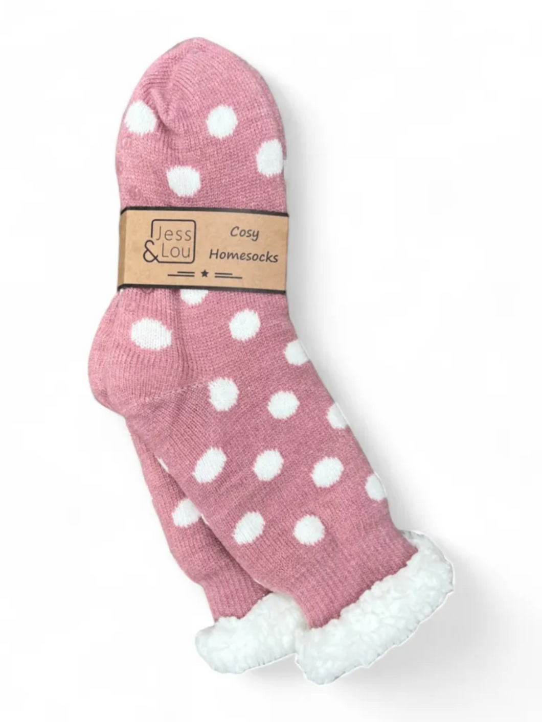 Jess & Lou SL661 Pink Spotty Lined Socks
