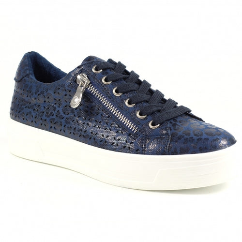 Lunar Charm navy trainer with white sole and zip detail – The Queen B Boutique