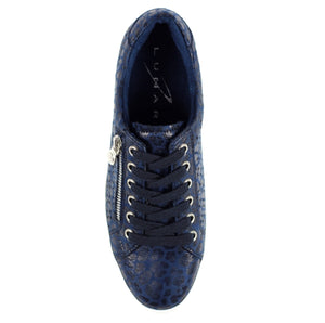 Lunar Charm navy trainer with white sole and zip detail – The Queen B Boutique