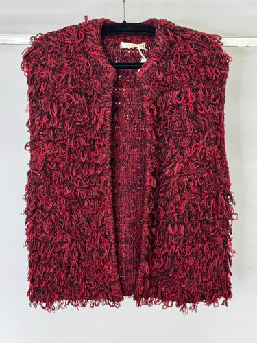 Red textured vest on a white background