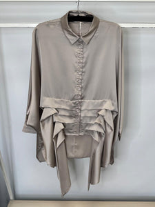 Malissa J WF2556 Stone Oversized Shirt