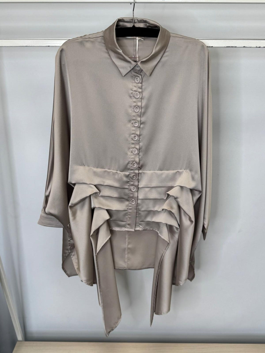 Malissa J WF2556 Stone Oversized Shirt