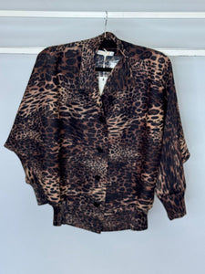 Malissa J WF2631 Leopard Print Pleated Jacket
