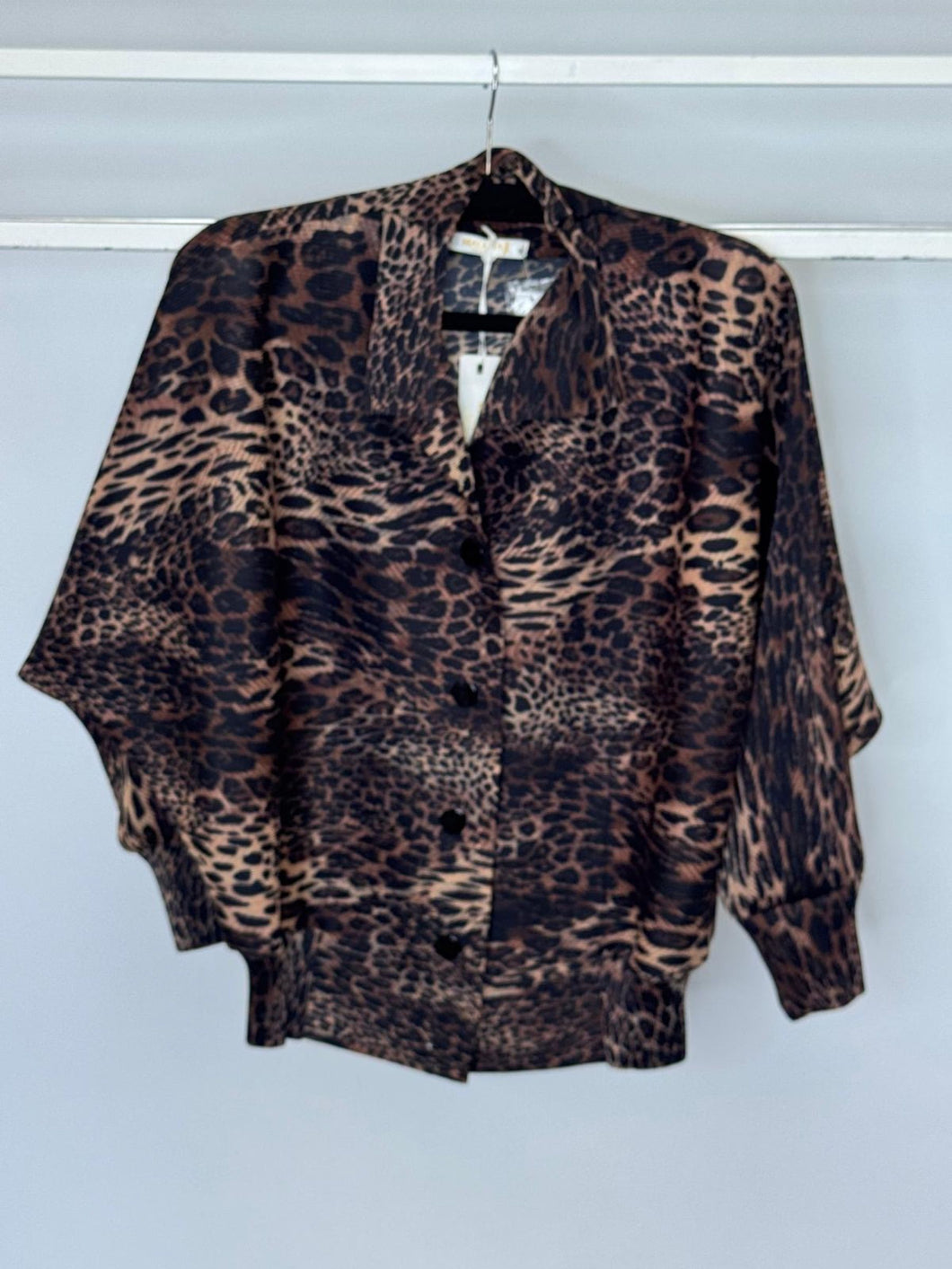 Malissa J WF2631 Leopard Print Pleated Jacket