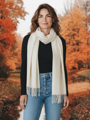 Malissa J - GC20056 scarf with shimmer detail and tassel fringe-women’s lightweight fashion accessory for layering and elegant outfits.