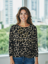 Load image into Gallery viewer, Malissa_J_ASH-51_Black_Multi_Printed_Top_with_Knot_Front_Detail

