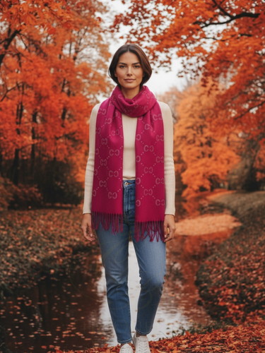 Malissa J GC21284 Fuchsia Studded Tassel Scarf – women’s luxury soft-touch winter scarf in vibrant fuchsia with metallic stud detailing and tassel trim. Bold, elegant accessory for statement cold-weather styling.