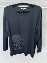 Load image into Gallery viewer, Malissa J WF2518 Black Co-Ord women’s top with round neck, long sleeves and statement pocket detail – matching co-ord set with trousers.
