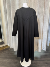 Load image into Gallery viewer, Malissa J WF2549 black V-neck long-sleeve dress with eyelet front-women’s jersey midi dress for day-to-night outfits.
