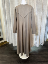 Load image into Gallery viewer, Malissa J WF2549 mushroom V-neck long-sleeve dress with eyelet front-women’s jersey midi dress for day-to-night outfits.
