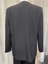 Load image into Gallery viewer, Malissa J WF2600 black studded blazer with longline tailored fit-women’s evening blazer with sparkling embellishments for smart-casual and occasion wear.
