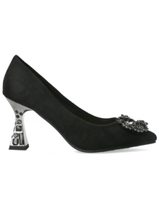 Misstyl Myriano 02 Noir Heel – black pointed-toe stiletto with jewel embellishment, elegant women’s dress heels with 7.5 cm sculpted heel.
