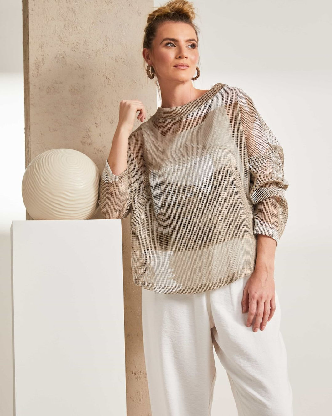 NAYA - NAS25 186 Mesh Print Top